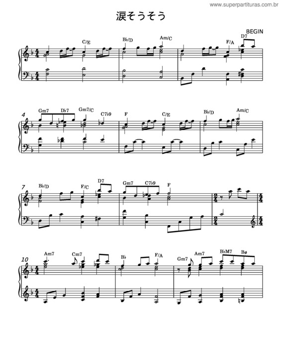 Partitura da música Nada Sousou