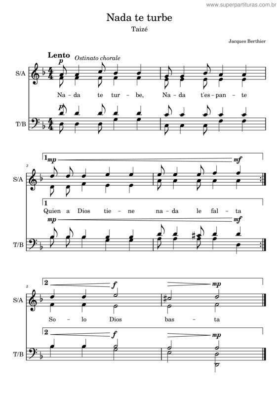 Partitura da música Nada Te Turbe v.6