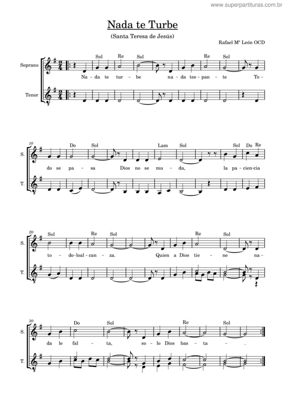 Partitura da música Nada Te Turbe v.7