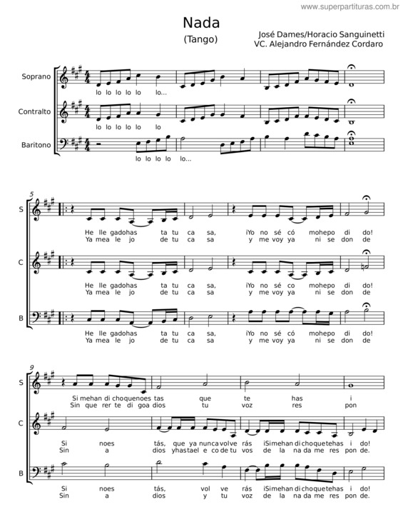 Partitura da música Nada v.12