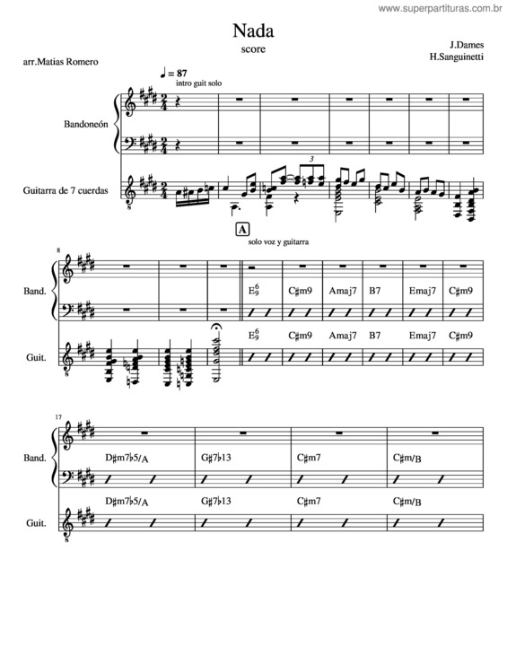 Partitura da música Nada v.22