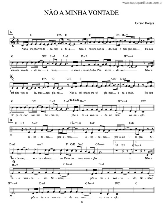 Partitura da música Não A Minha Vontade