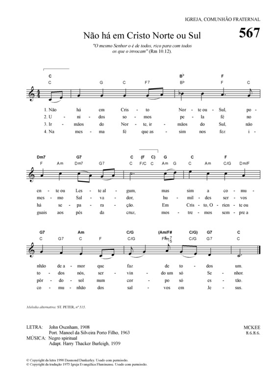 Partitura da música Não Há Cristo Norte Ou Sul