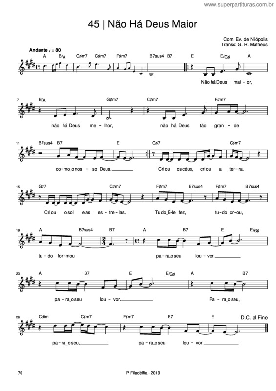 Partitura da música Não Há Deus Maior v.9