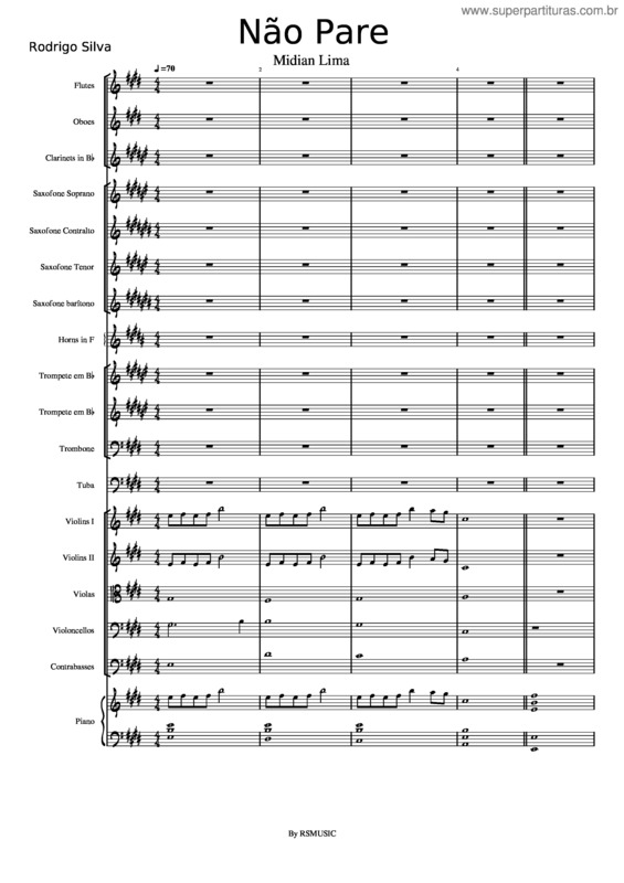 Partitura da música Não Pare v.3