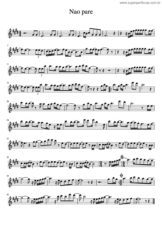 Partitura da música Nao Pare v.4