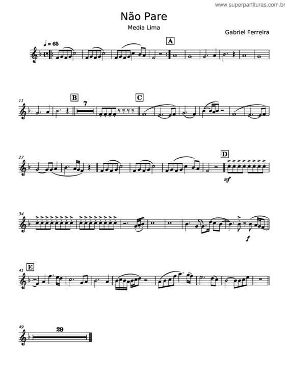 Partitura da música Não Pare v.8