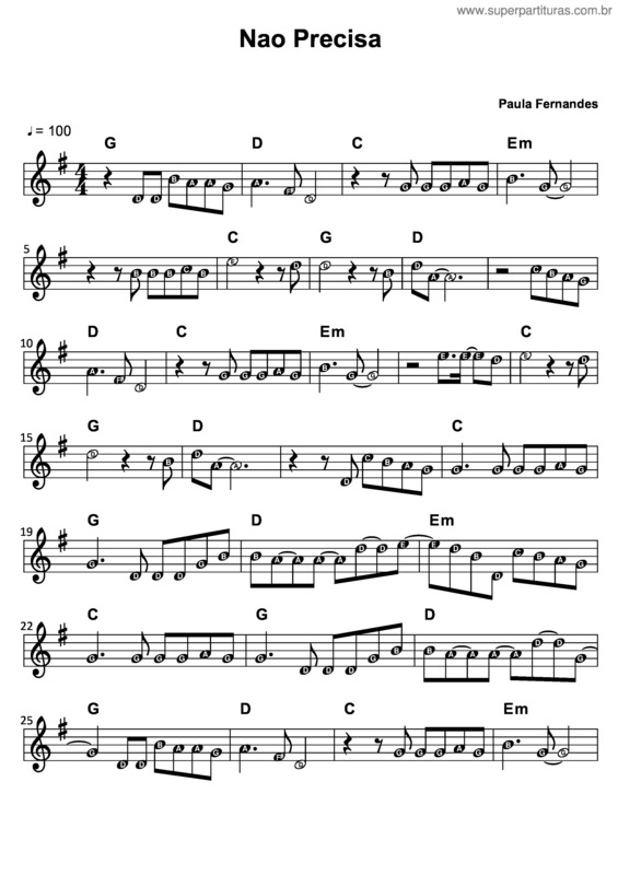 Partitura da música Não Precisa v.3