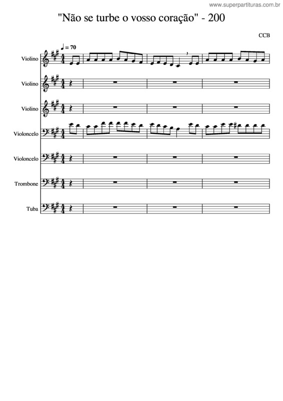 Partitura da música Não Se Turbe O Vosso Coração v.2