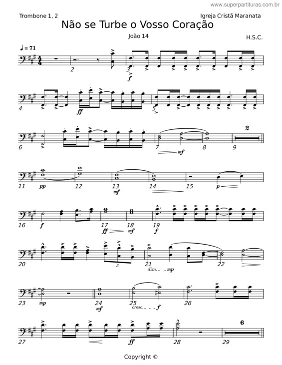 Partitura da música Não Se Turbe O Vosso Coração v.5