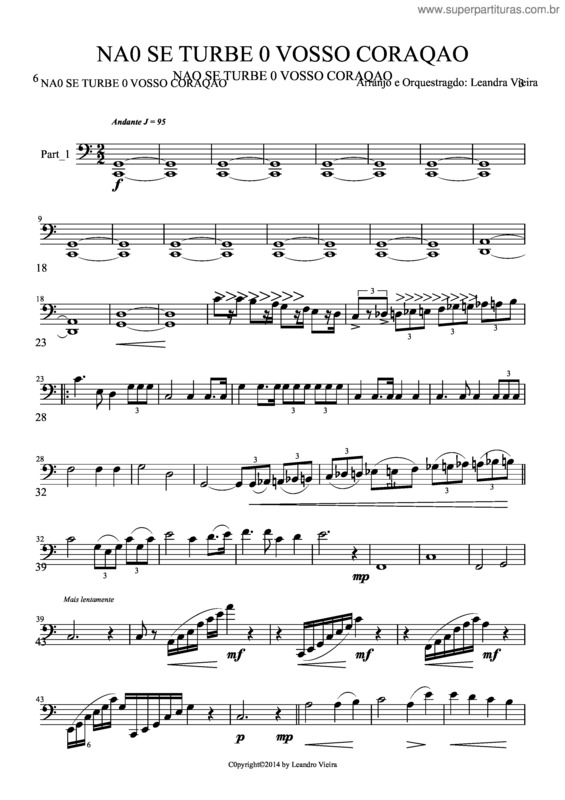 Partitura da música Não Se Turbe O Vosso Coração