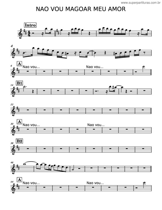 Partitura da música Nao Vou Magoar Meu Amor