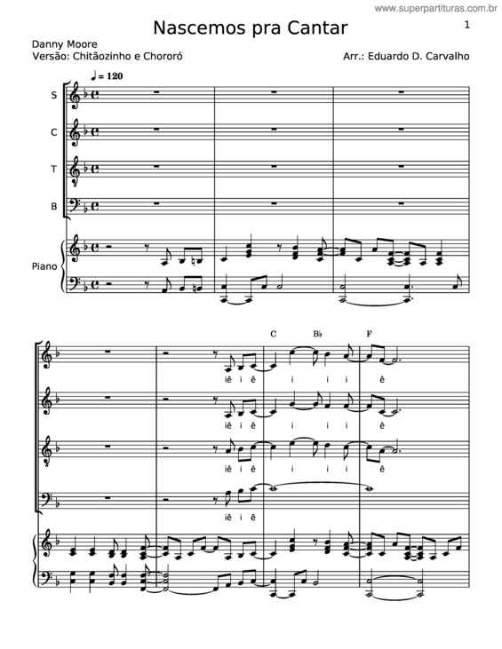 Partitura da música Nascemos Pra Cantar