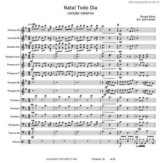 Partitura da música Natal Todo Dia