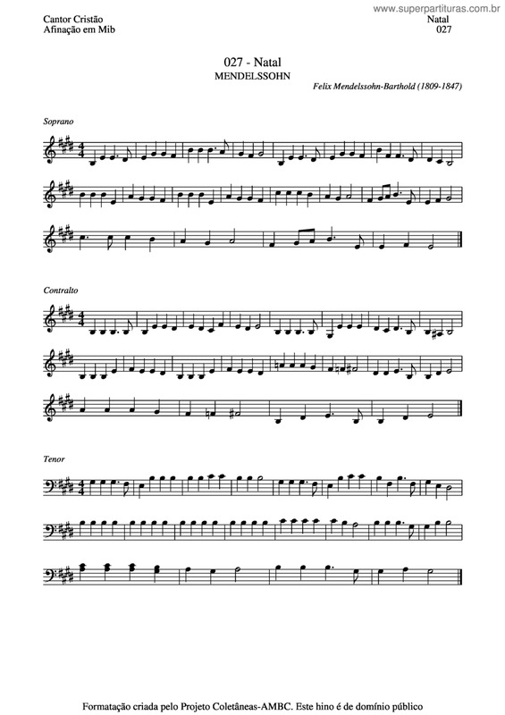 Partitura da música Natal v.3