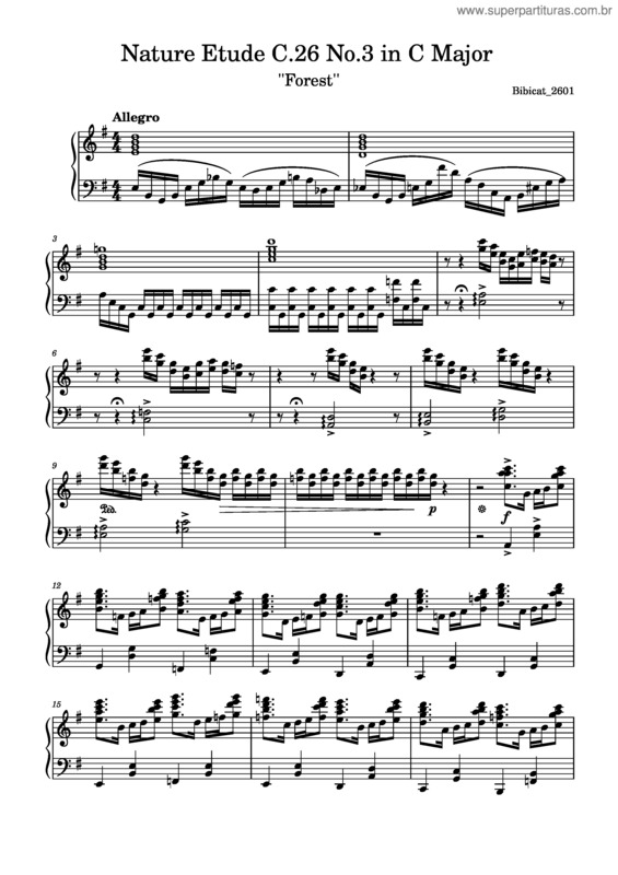 Partitura da música Nature Etude C.26 No.3 In E Minor ``Forest``