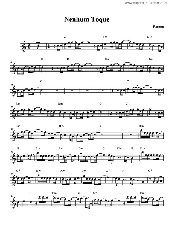 Partitura da música Nenhum Toque