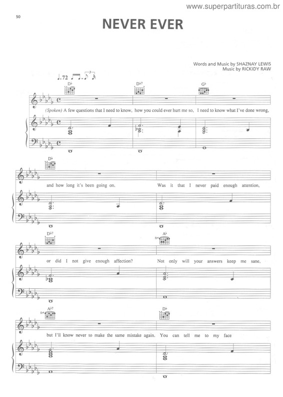 Partitura da música Never Ever