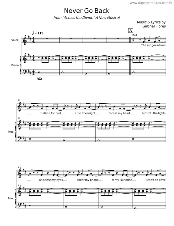 Partitura da música Never Go Back