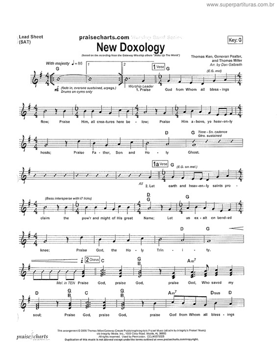 Partitura da música New Doxology