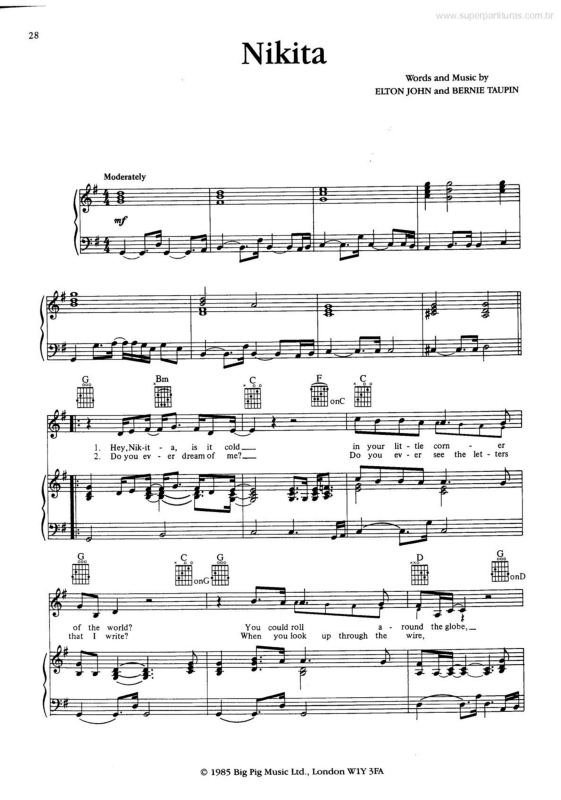 Super Partituras - Sacrifice v.4 (Elton John), com cifra