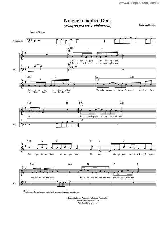 Partitura da música Ninguém Explica Deus v.9