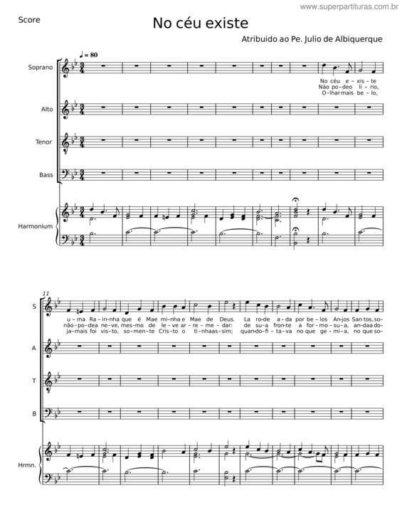 Partitura da música No Céu Existe