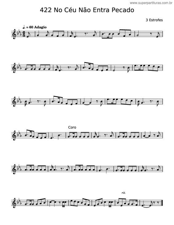 Partitura da música No Céu Não Entra Pecado v.4