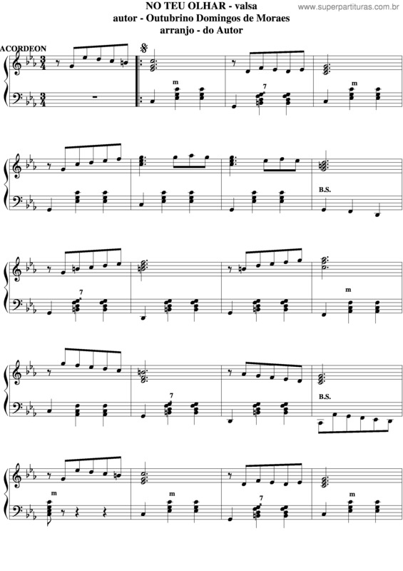 Partitura da música No Teu Olhar v.2