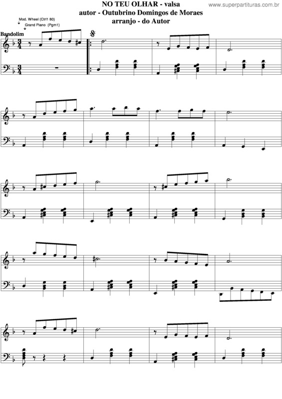 Partitura da música No Teu Olhar v.4