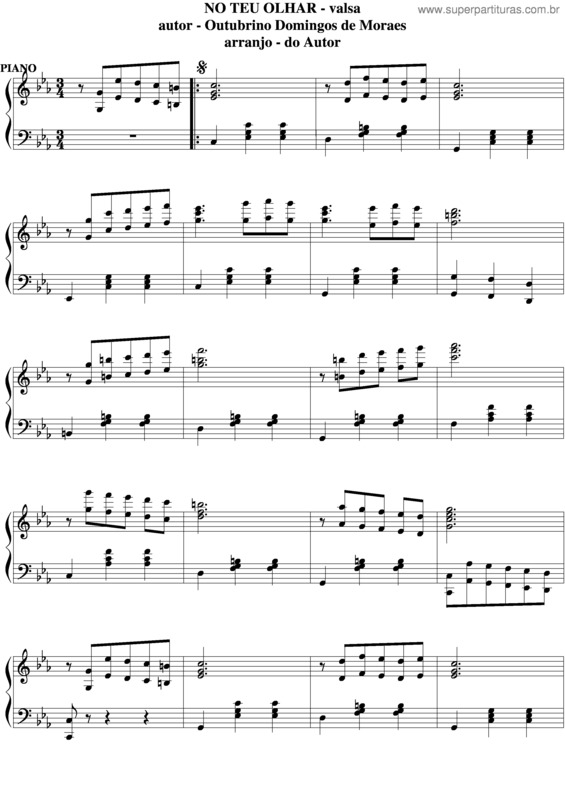 Partitura da música No Teu Olhar v.5