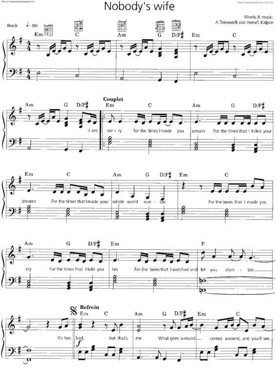 Partitura da música Nobodys Wife