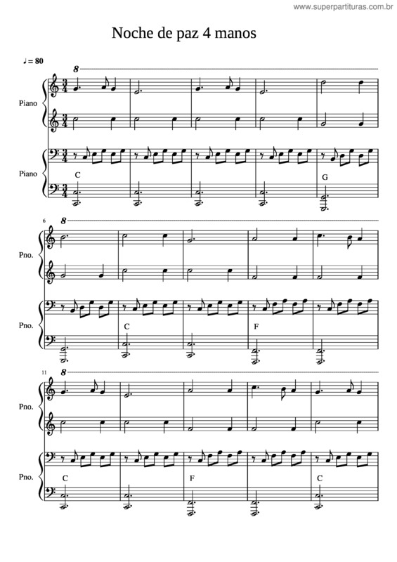 Partitura da música Noche De Paz 4 Manos