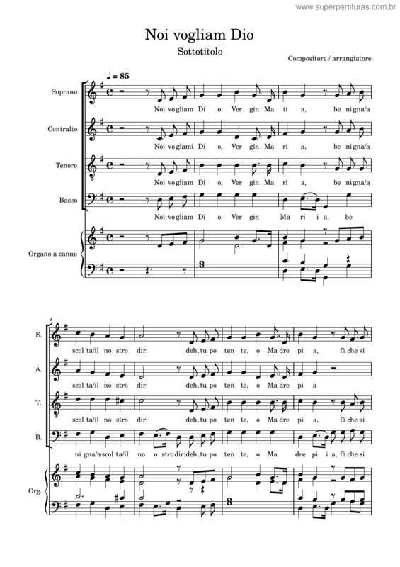 Partitura da música Noi Vogliam Dio