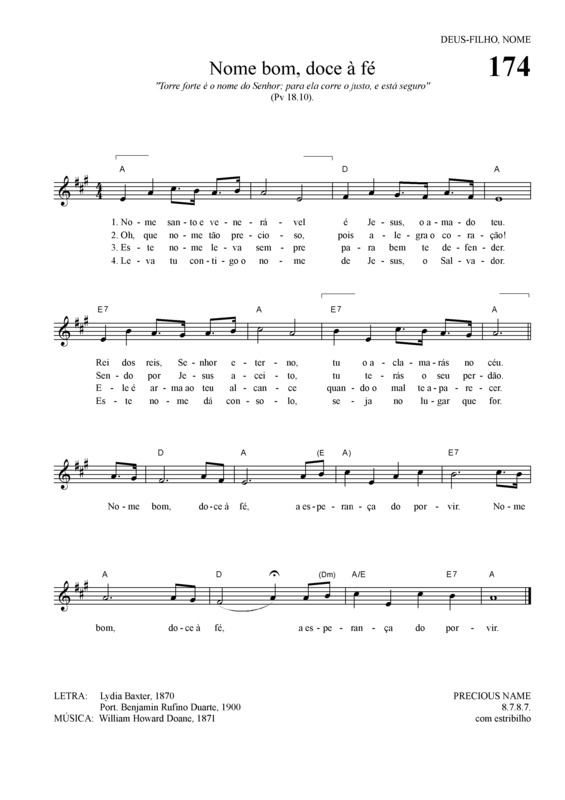 Partitura da música Nome Bom Doce à Fé