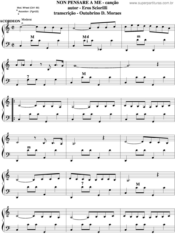 Partitura da música Non Pensare A Me v.2