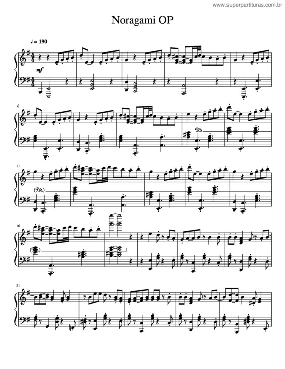 Partitura da música Noragami Op