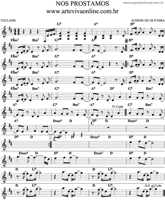 Partitura da música Nos Prostamos