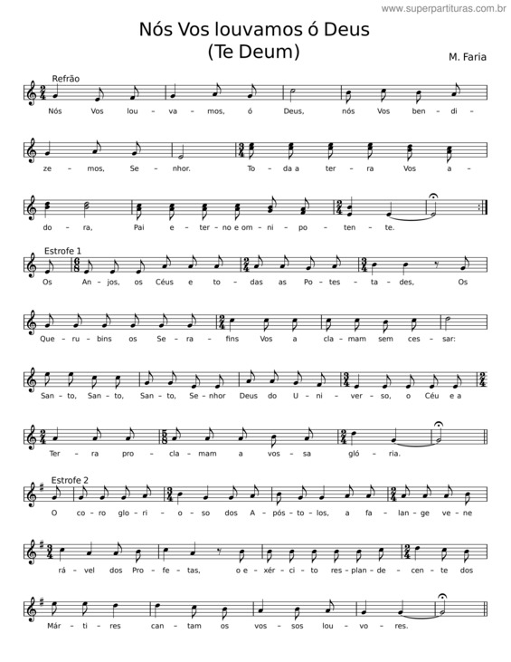 Partitura da música Nós Vos Louvamos Ó Deus