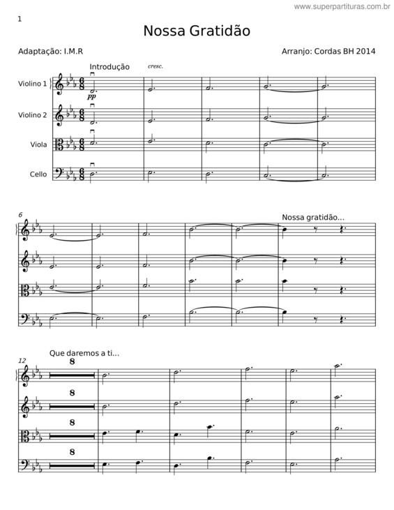 Partitura da música Nossa Gratidão v.4