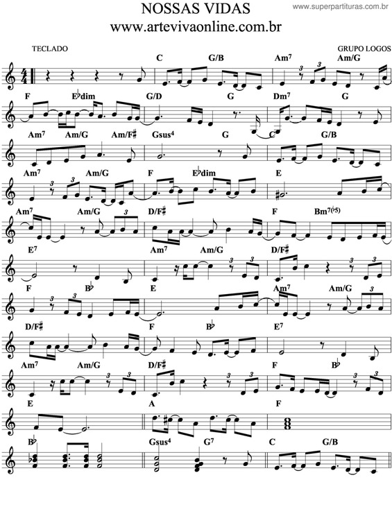 Partitura da música Nossas Vidas