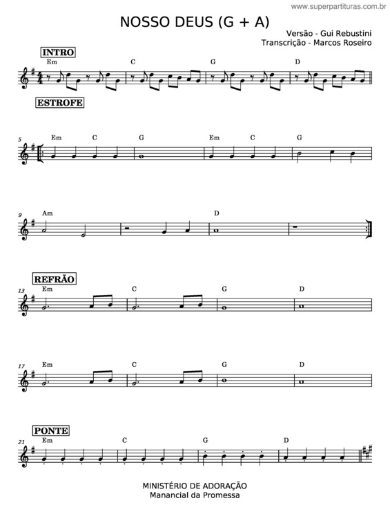 Partitura da música Nosso Deus v.2