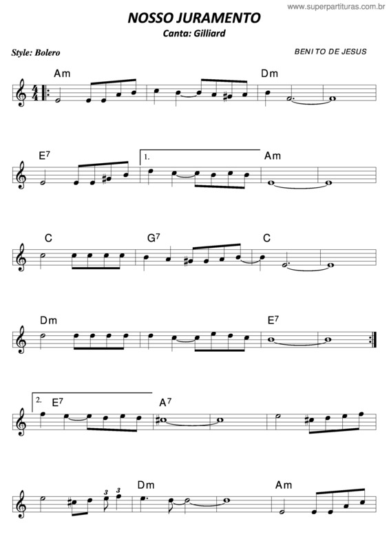 Partitura da música Nosso Juramento v.3