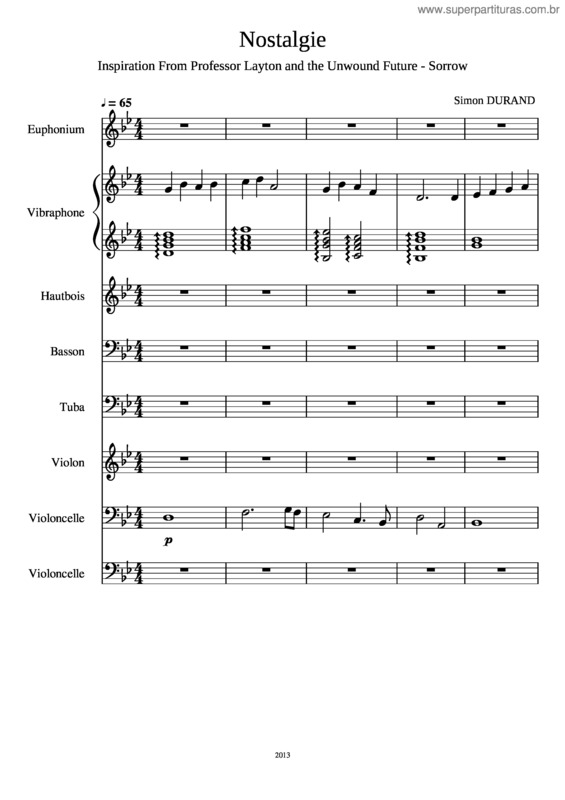 Partitura da música Nostalgie