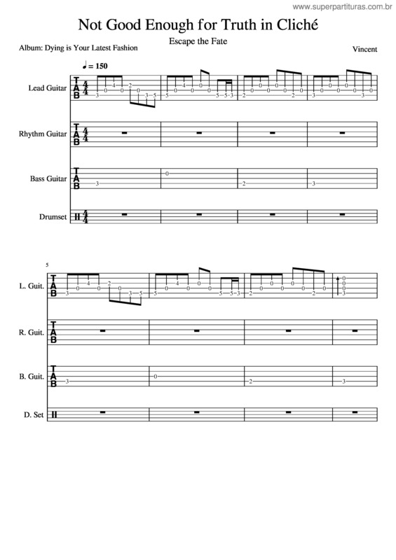 Partitura da música Not Good Enough For Truth In Cliché