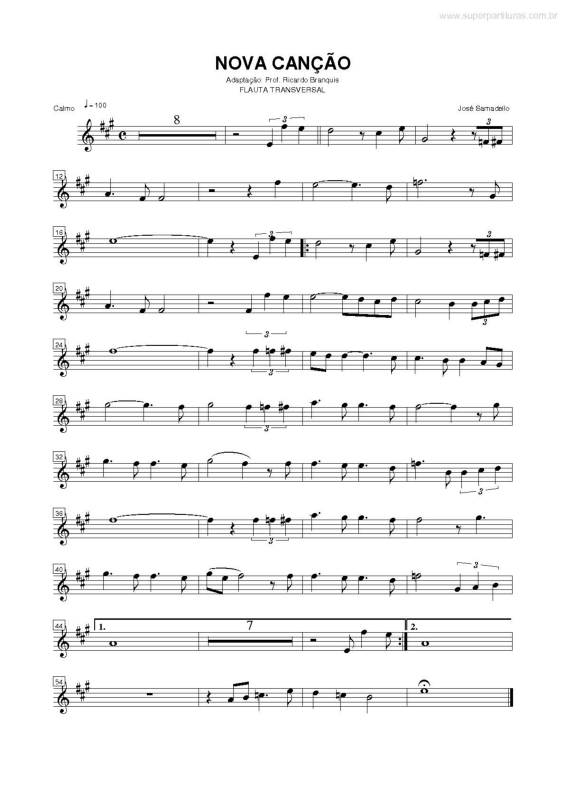 Partitura da música Nova Canção