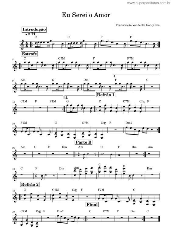 Partitura da música Novo Amanhecer v.2