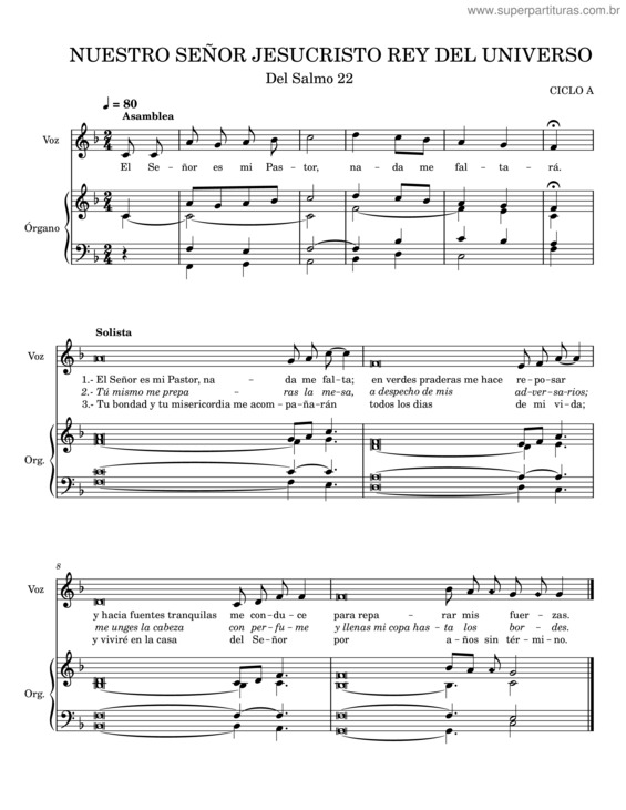 Partitura da música Nuestro Señor Jesucristo Rey Del Universo