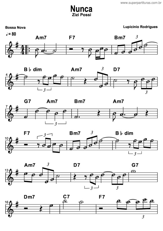 Partitura da música Nunca v.7