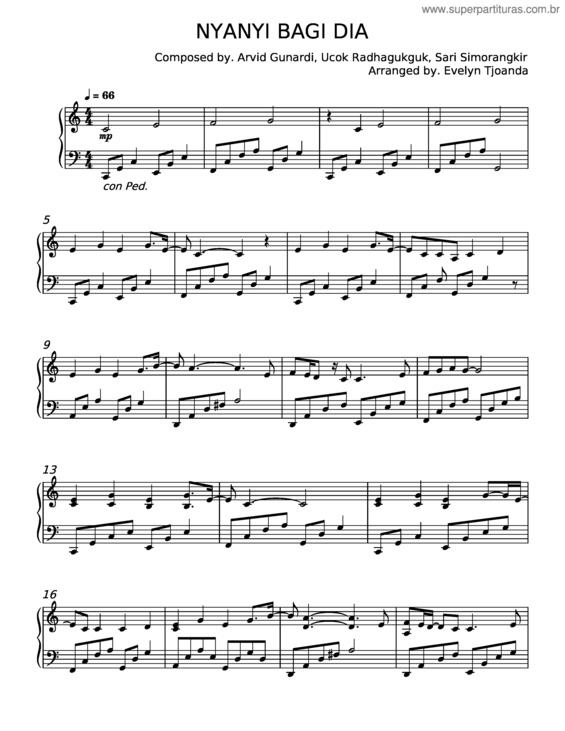 Partitura da música Nyanyi Bagi Dia